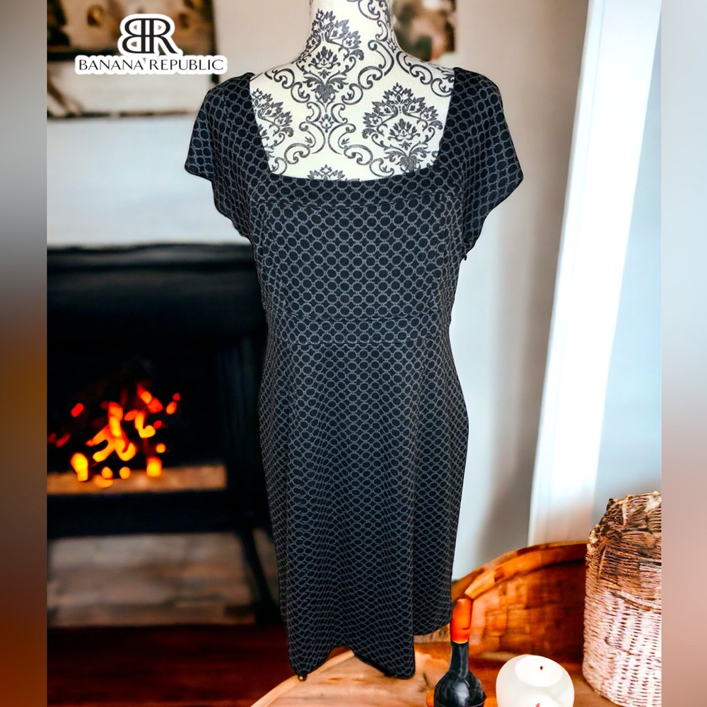 BANANA REPUBLIC Midi Black & White Dress- 12